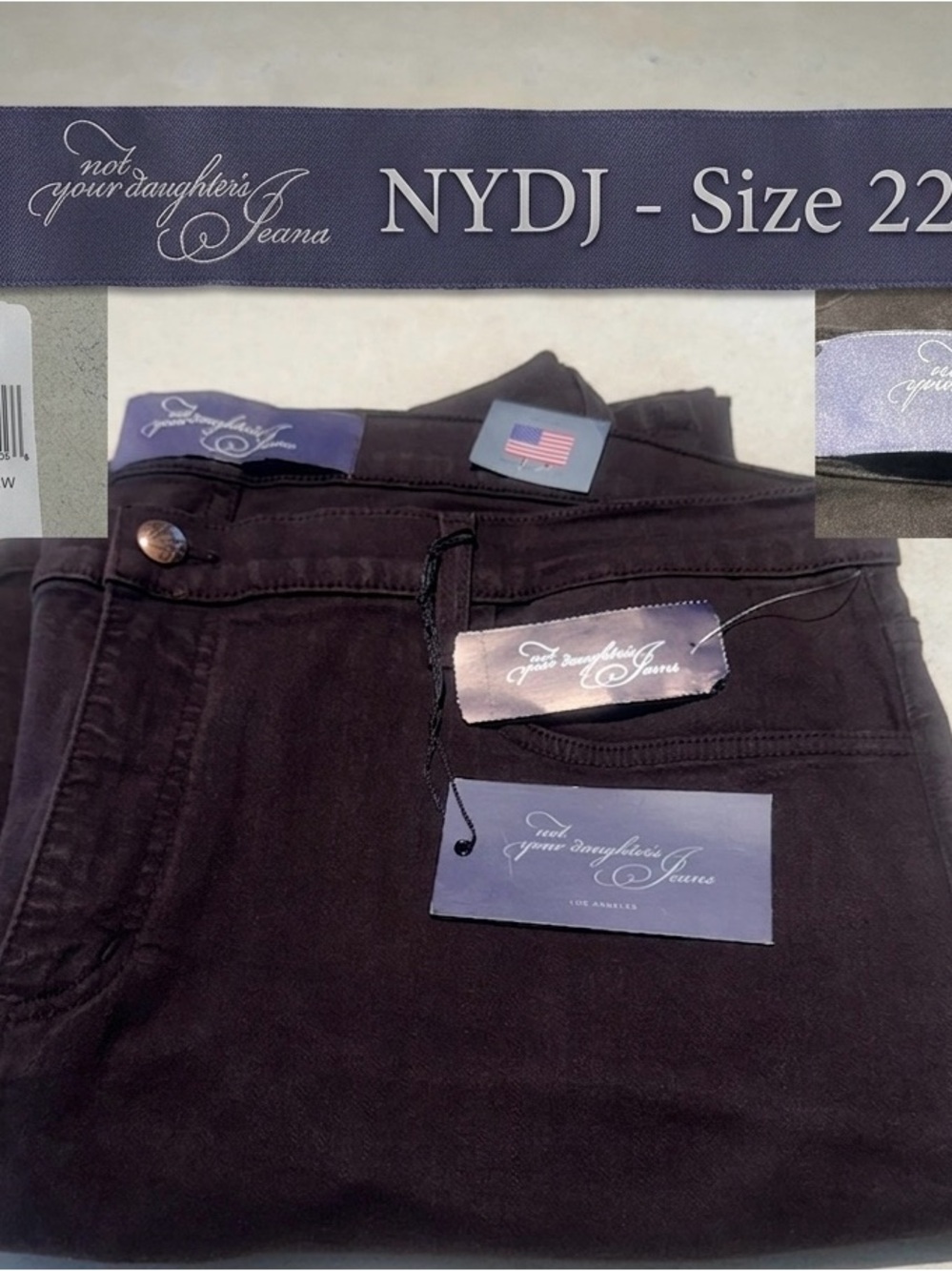 NYDJ "Not Your Daughter's Jeans" Stretchy Brown/Espresso Leg Pants Plus Size 22W